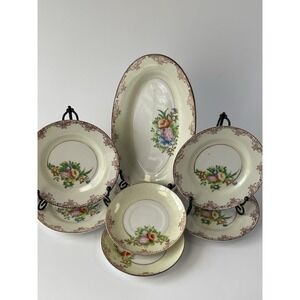 1940'S MADE IN OCCUPIED JAPAN PORCELAIN CHILDREN'S TEA PARTY DISHES LOT OF 7